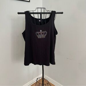 Elegant Black Embellished Women's Tank Top